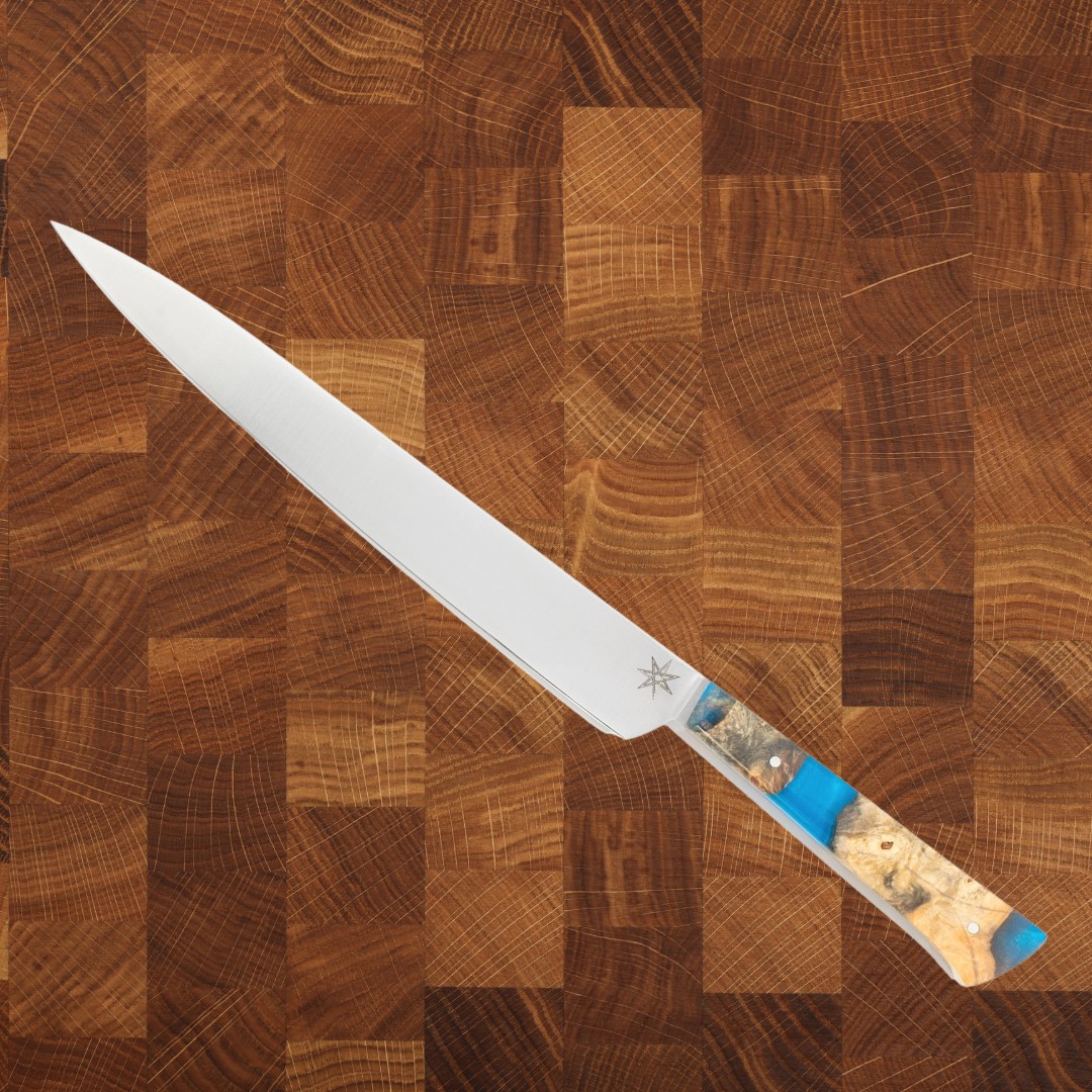 10" Slicer - Tahoe Bliss Buckeye Burl and Blue Resin