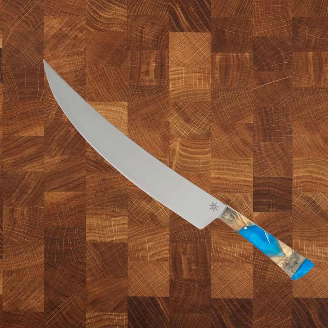 11" Scimitar - Tahoe Bliss Buckeye Burl and Blue Resin