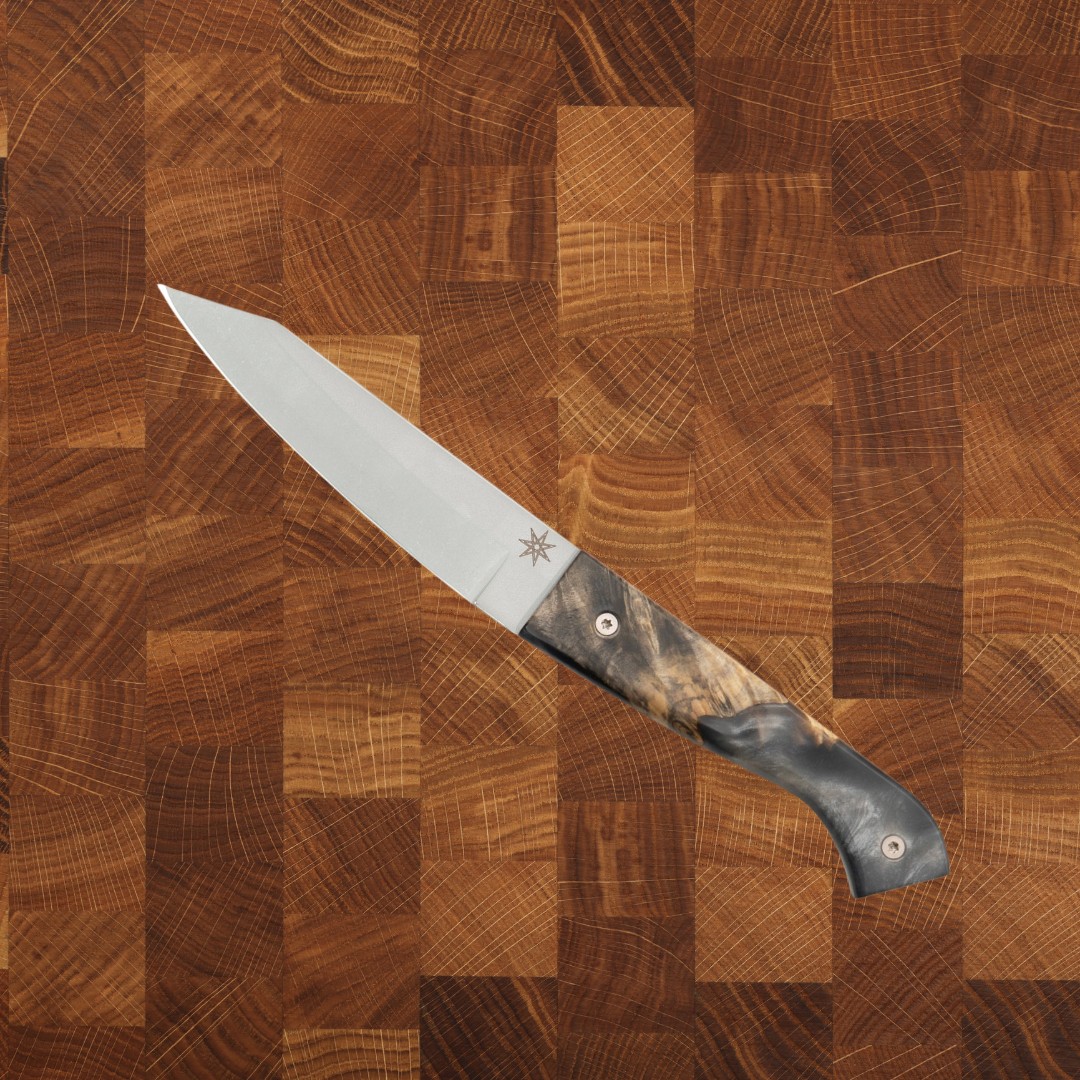 6" Hankotsu Knife - AG 47 Buckeye Burl and Silver Resin