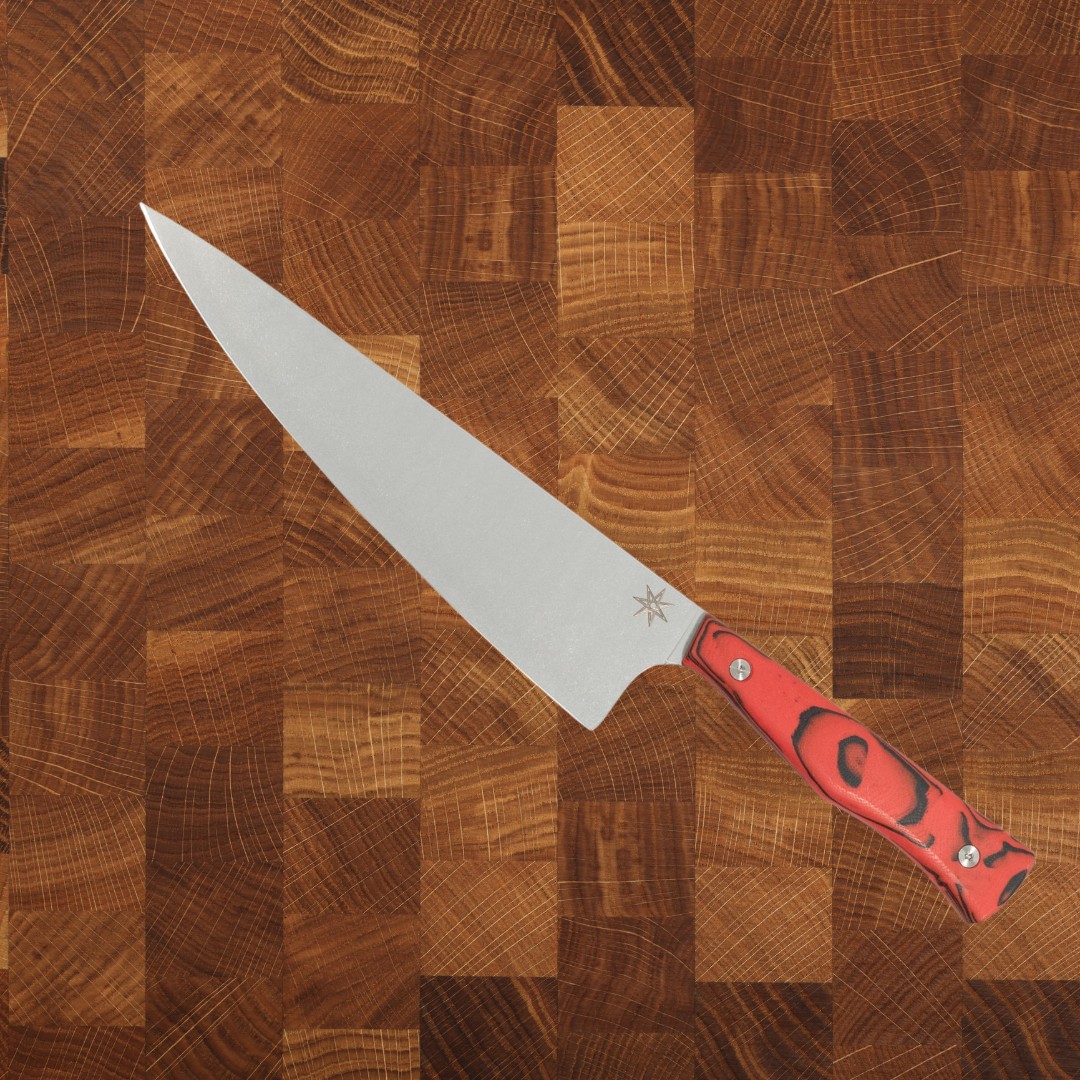 8.5" Chef Knife - Culinary 2.0 Red and Black Burl G-10